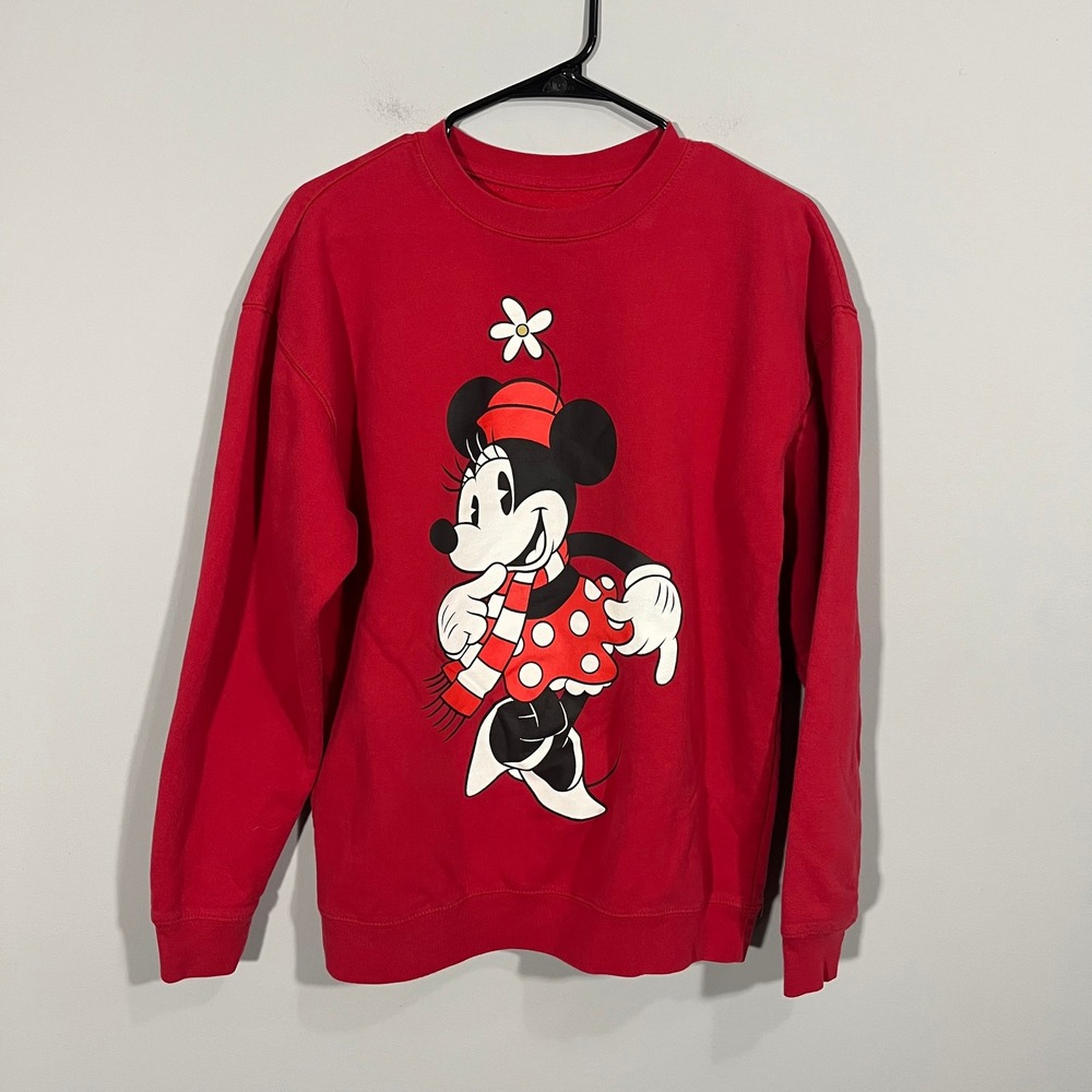 Disney Minnie Mouse Red Graphic Crewneck Sweatshirt Womens Medium RN71868